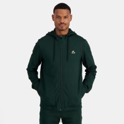 Le Coq Sportif menn hettegenser med grønn glidelås ZX20R462 klær